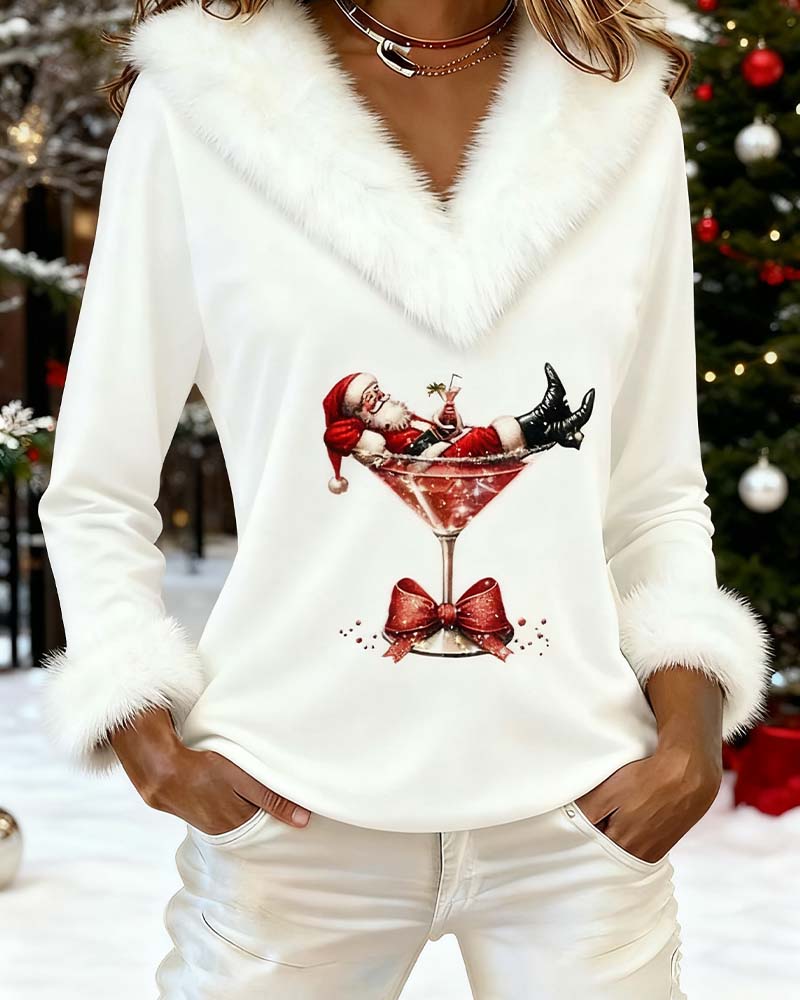 Leah | Holiday Fur-Trim Festive Blouse