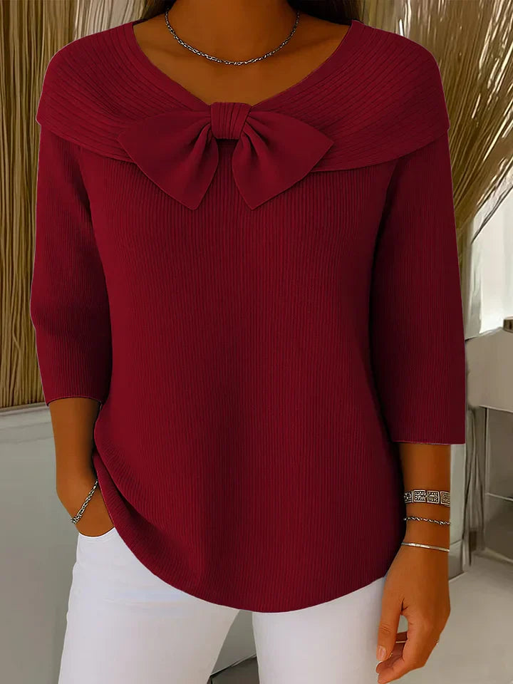 SERENNA | Bow Detail Round Neck Sweater