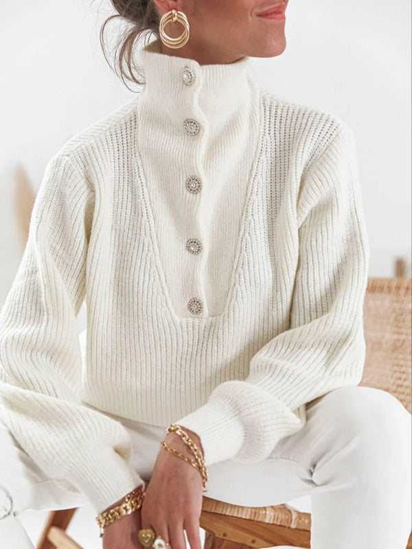 Cassie | Buttoned High-Neck Sweater