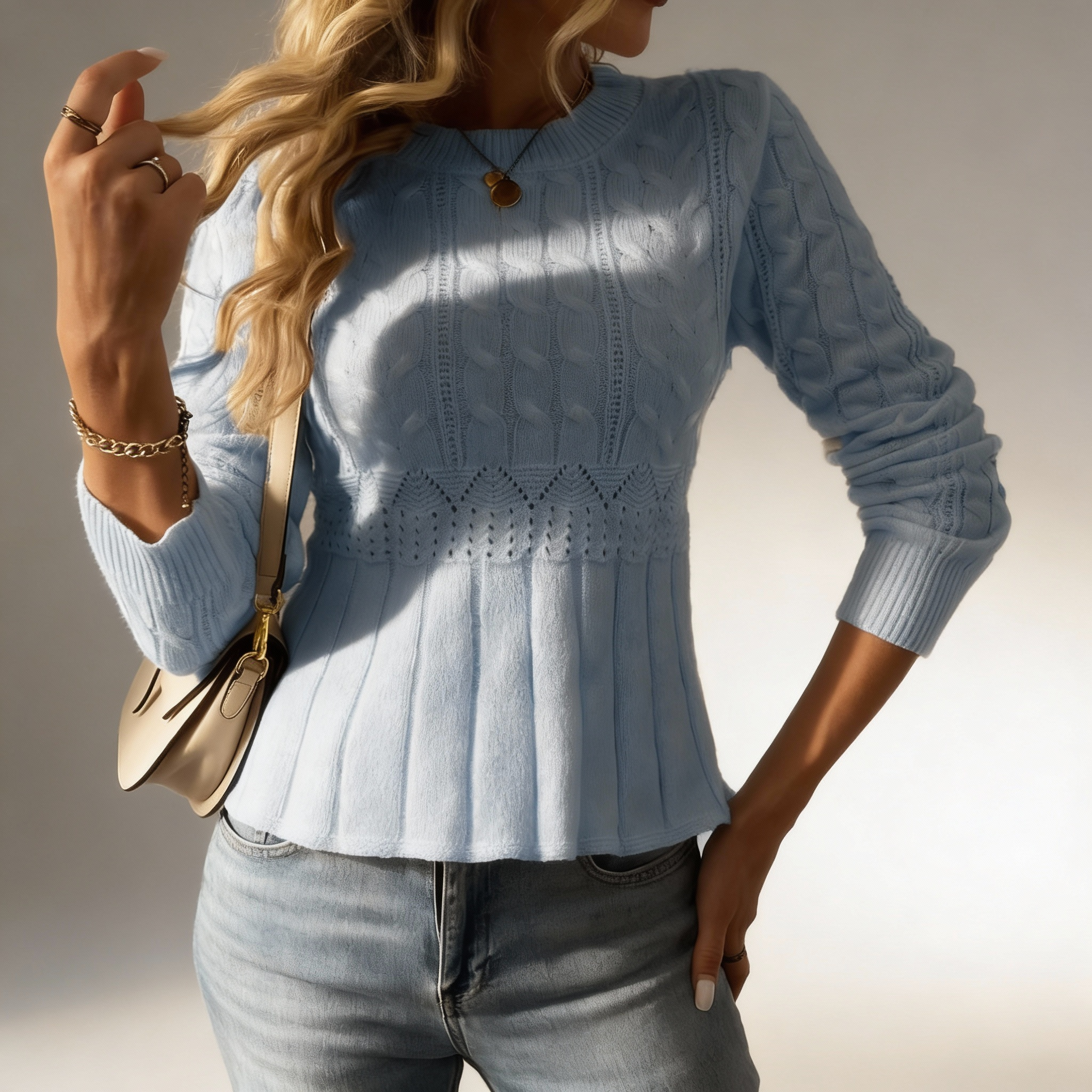 Ornella | Thick Knit Peplum Sweater