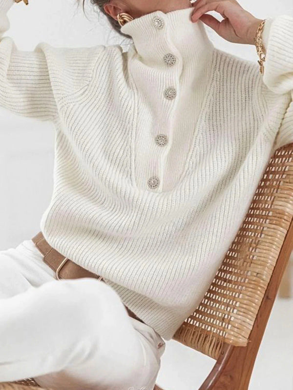 Cassie | Buttoned High-Neck Sweater