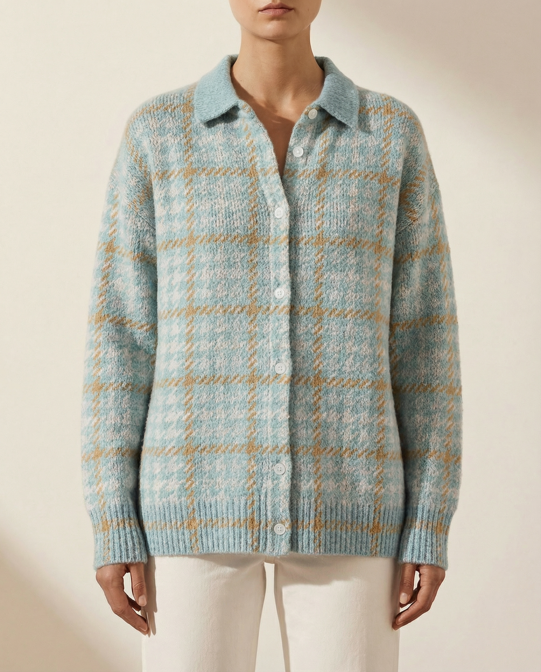 Tara™ | Neutral Plaid Top