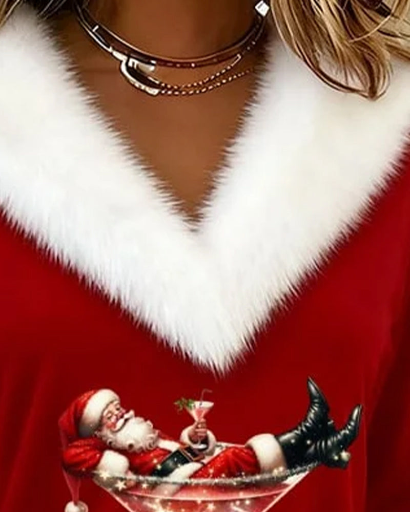 Leah | Holiday Fur-Trim Festive Blouse