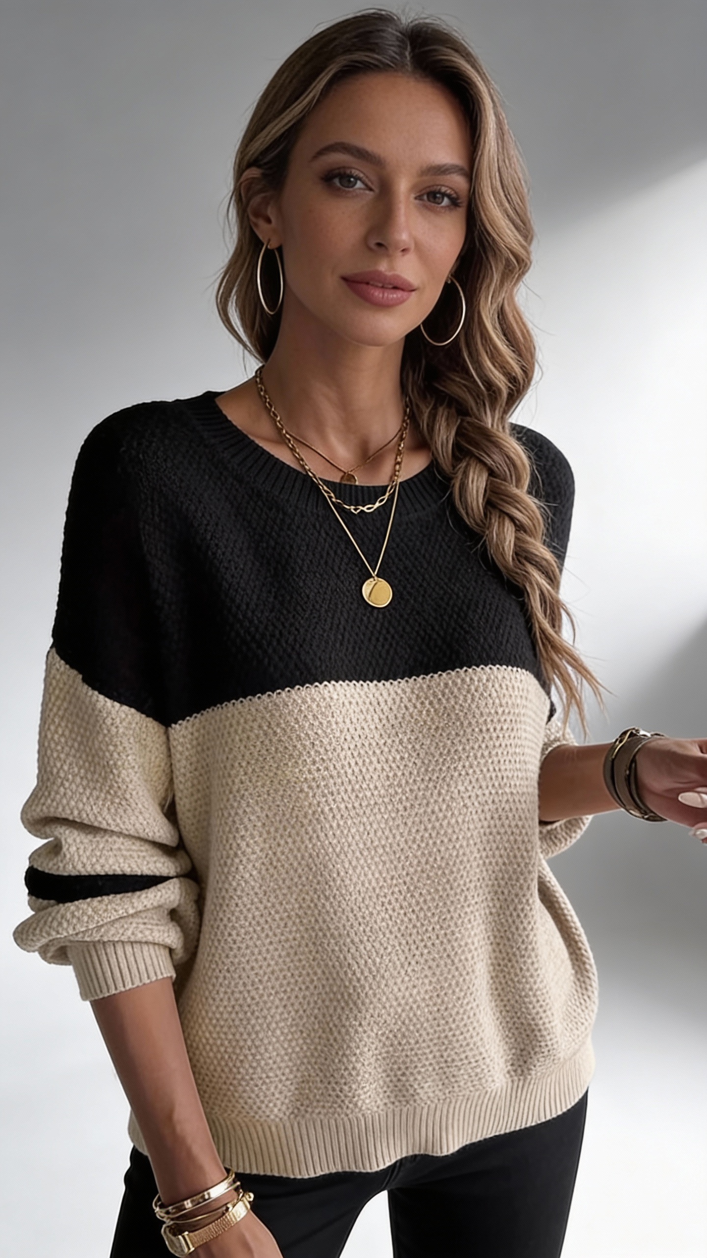Brylee | Two-Tone Knit Sweater