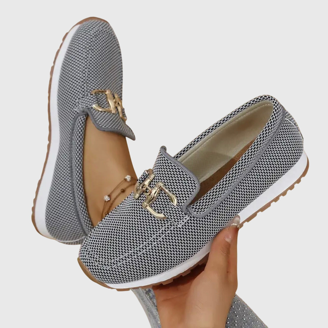 Veronica | Mesh Loafers with Gold Detail