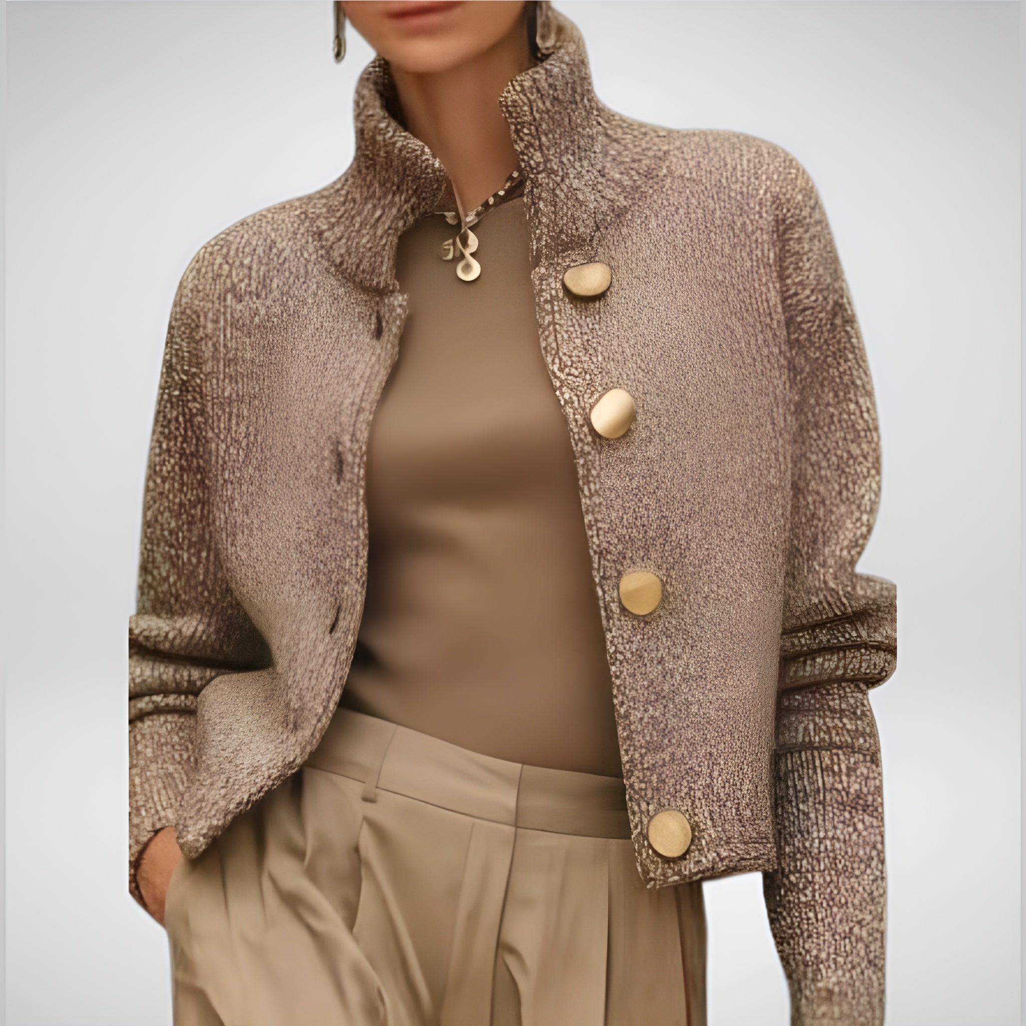 Agathe | Textured Chic Buttoned Jacket