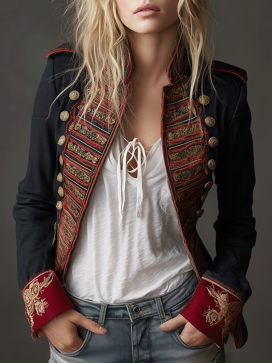 Natalie | Retro Baroque Double-Breasted Embroidered Jacket
