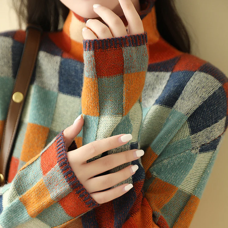 Amour | Soft Patchwork Turtleneck Sweater