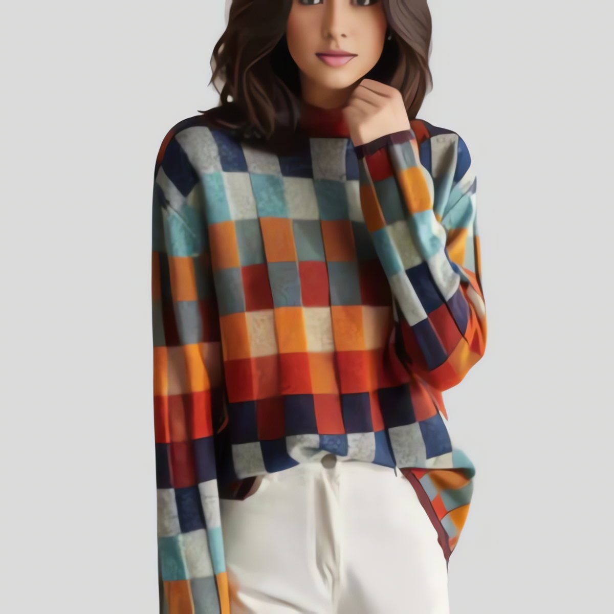 Amour | Soft Patchwork Turtleneck Sweater