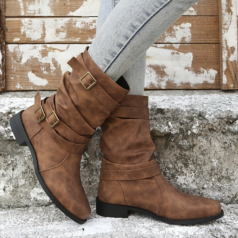 Serafina | Cozy Buckled Leather Boots