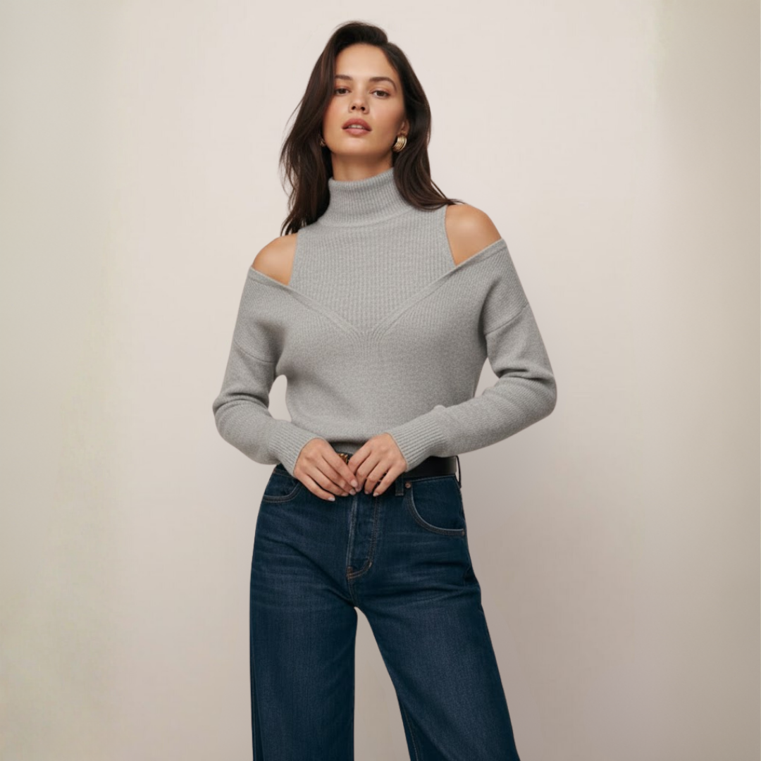 Emma | Cold Shoulder High-Neck Sweater