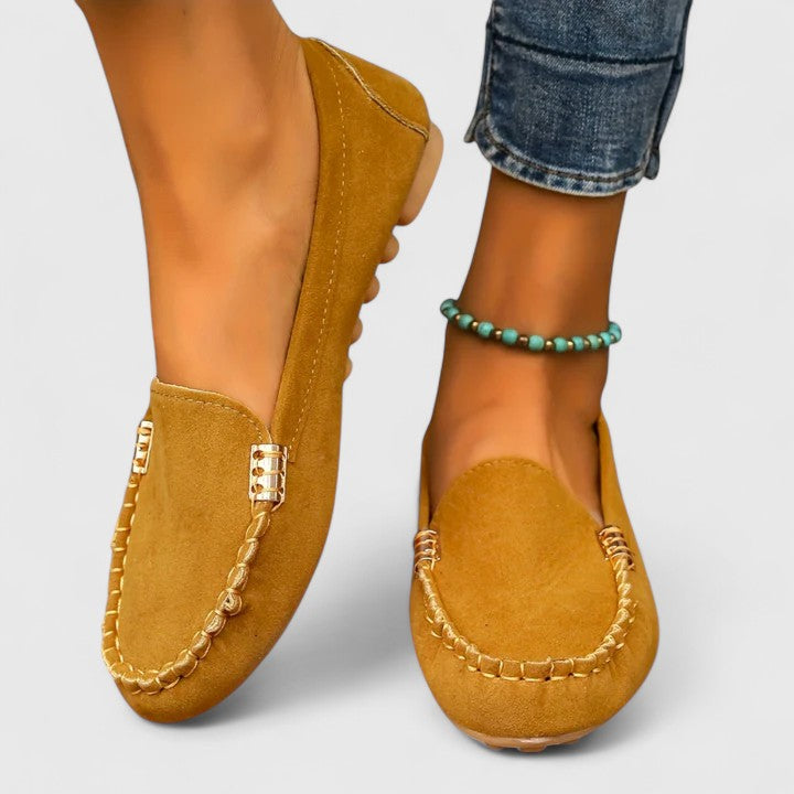 Kacey | Suede Loafers with Stitch Detail