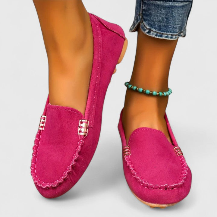 Kacey | Suede Loafers with Stitch Detail
