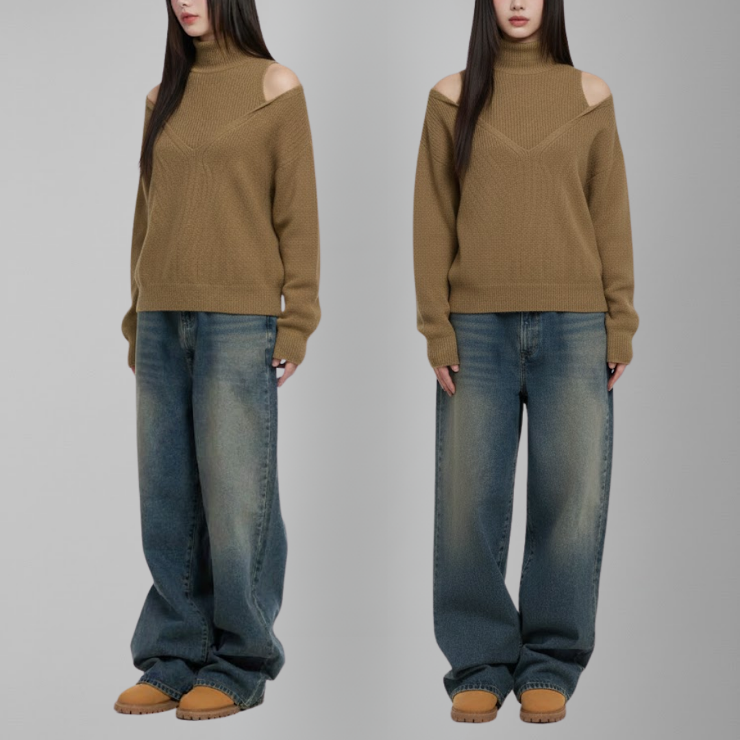 Emma | Cold Shoulder High-Neck Sweater