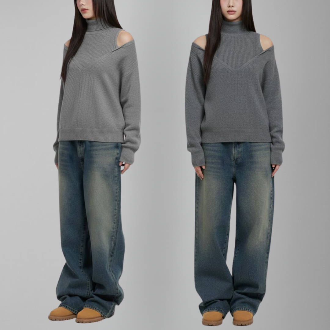 Emma | Cold Shoulder High-Neck Sweater