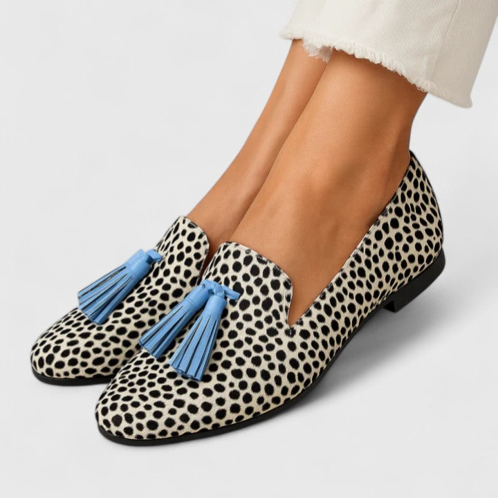 Clara | Polka Dot Loafers with Tassels