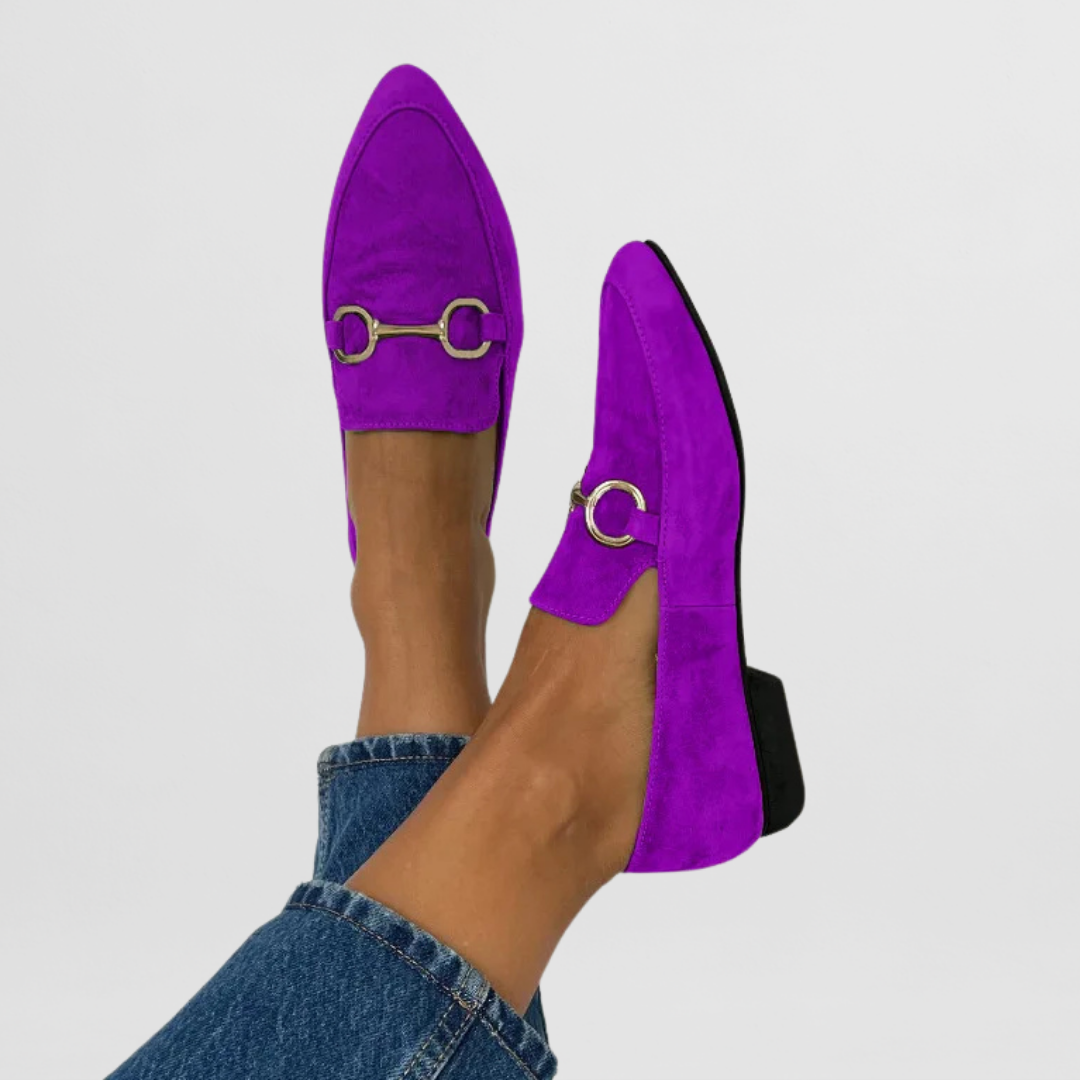 Elise | Suede Loafers with Gold Bit