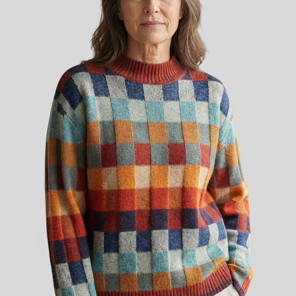 Amour | Soft Patchwork Turtleneck Sweater