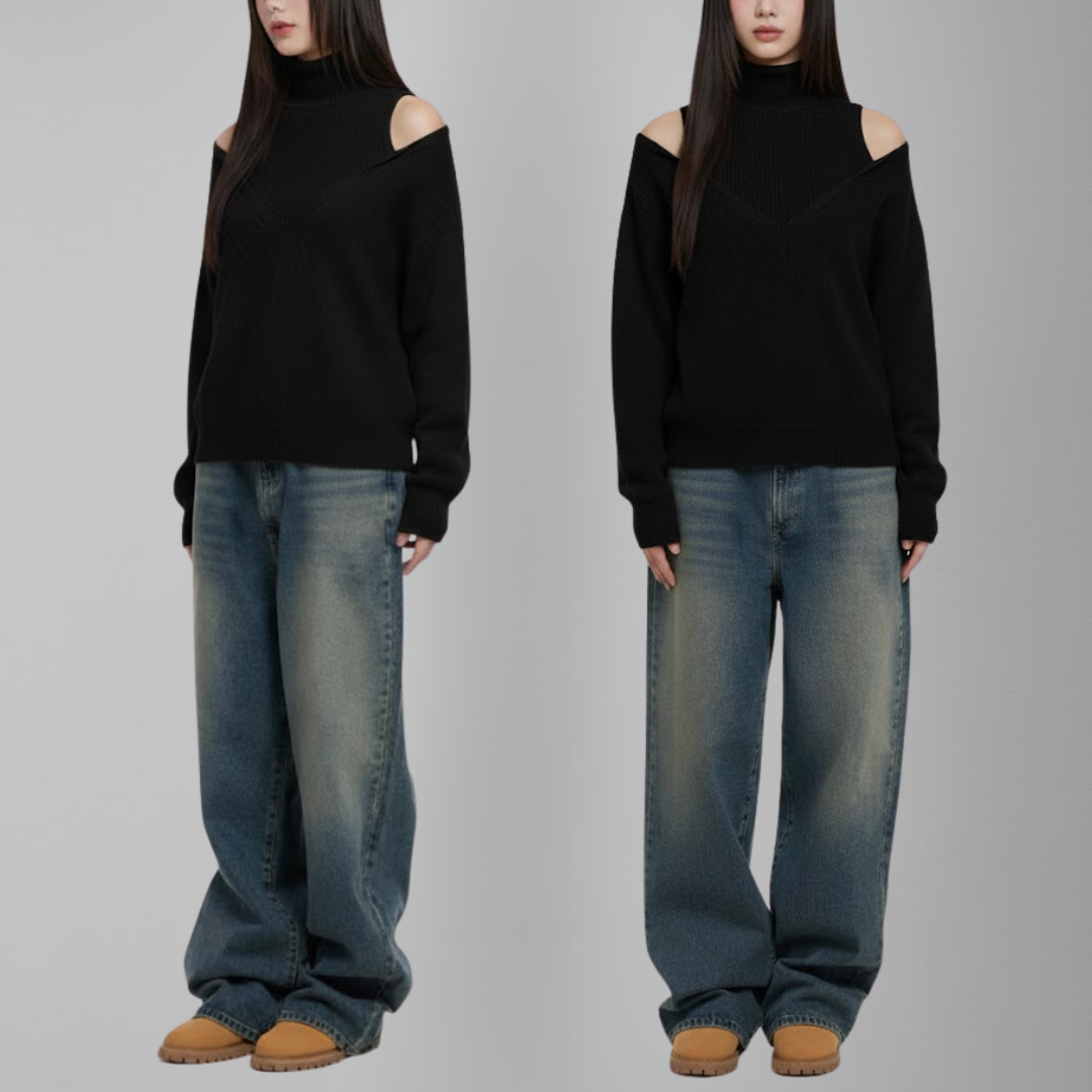 Emma | Cold Shoulder High-Neck Sweater