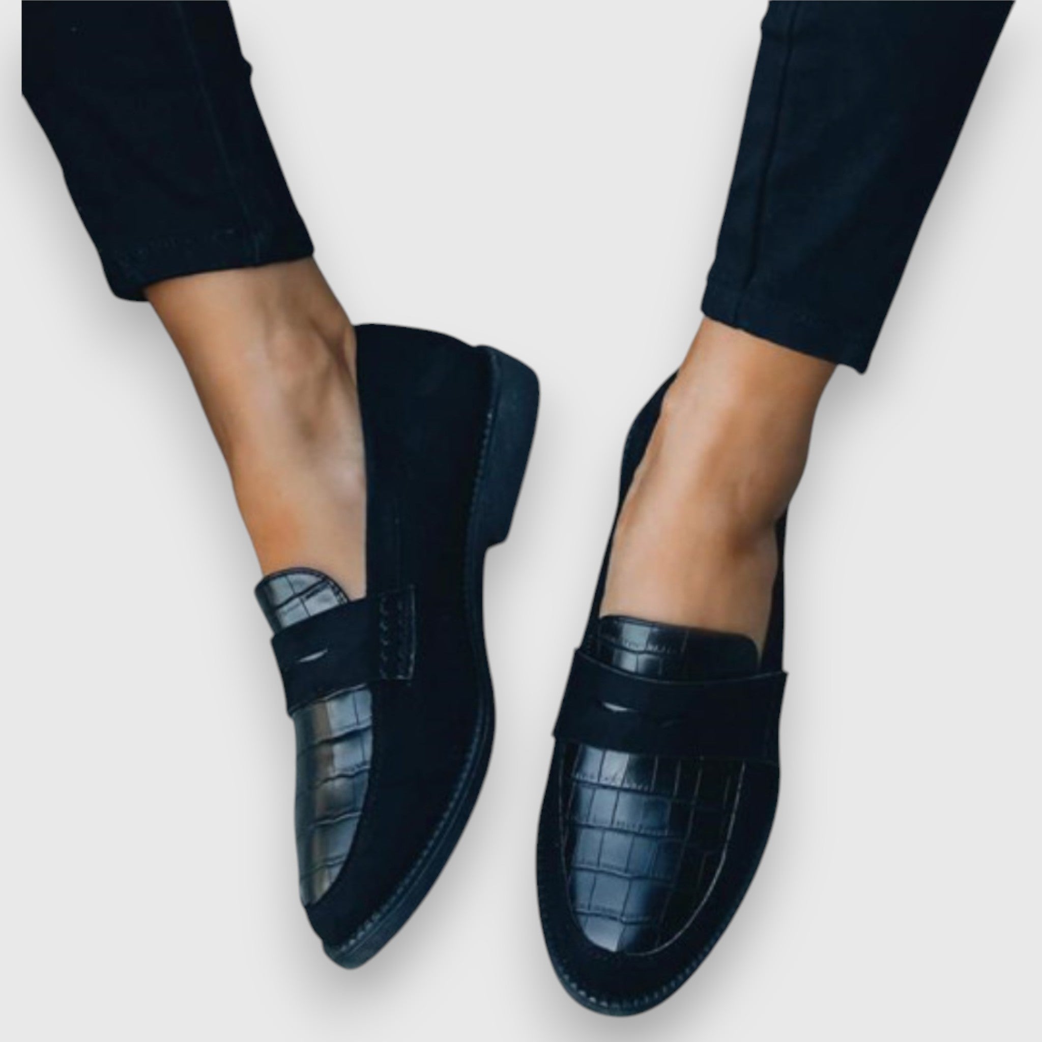 Leyna | Croc-Effect Loafers