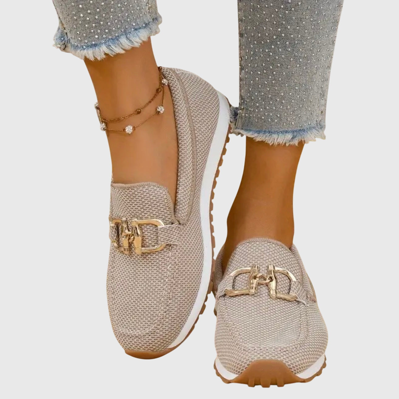 Veronica | Mesh Loafers with Gold Detail