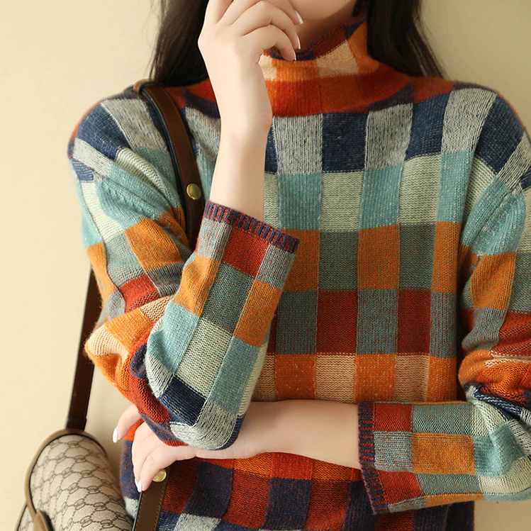 Amour | Soft Patchwork Turtleneck Sweater
