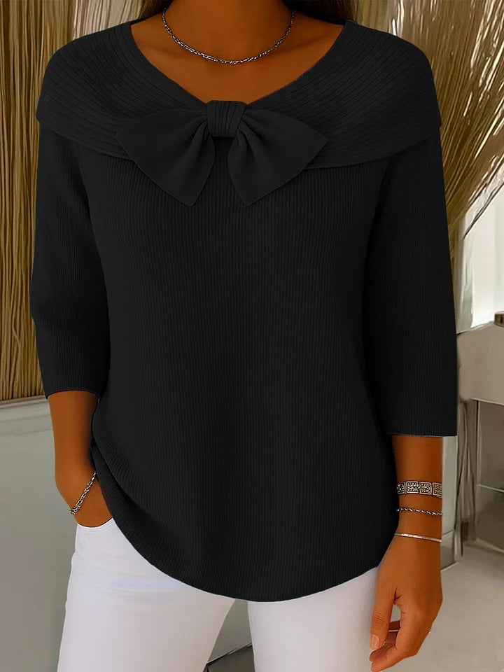 SERENNA | Bow Detail Round Neck Sweater
