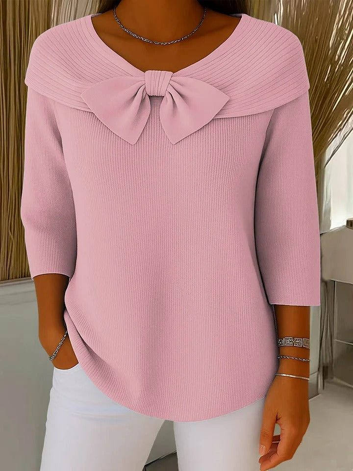 SERENNA™ – Bow Detail Round Neck Sweater