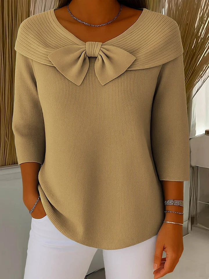 SERENNA™ – Bow Detail Round Neck Sweater