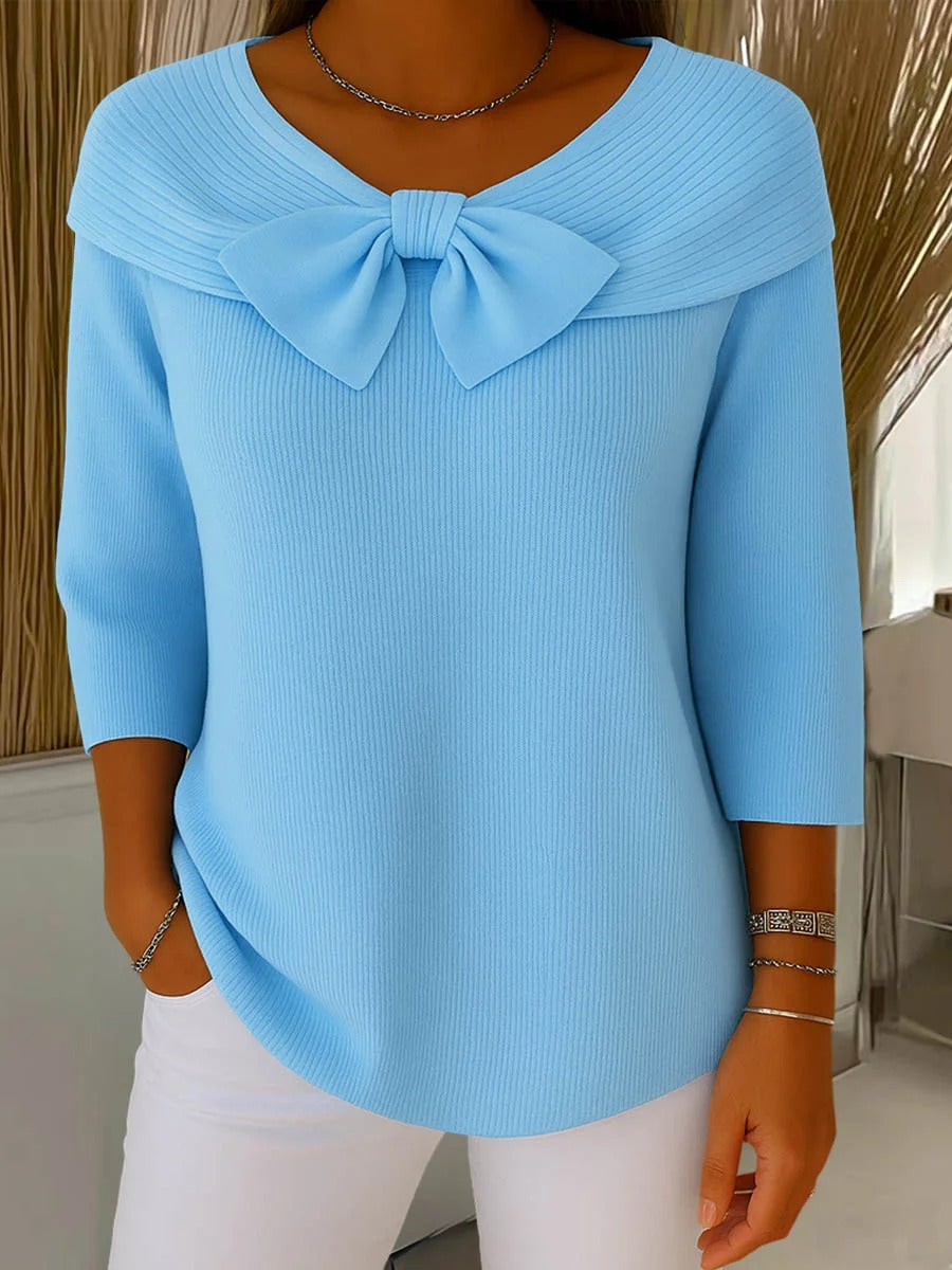 SERENNA™ – Bow Detail Round Neck Sweater